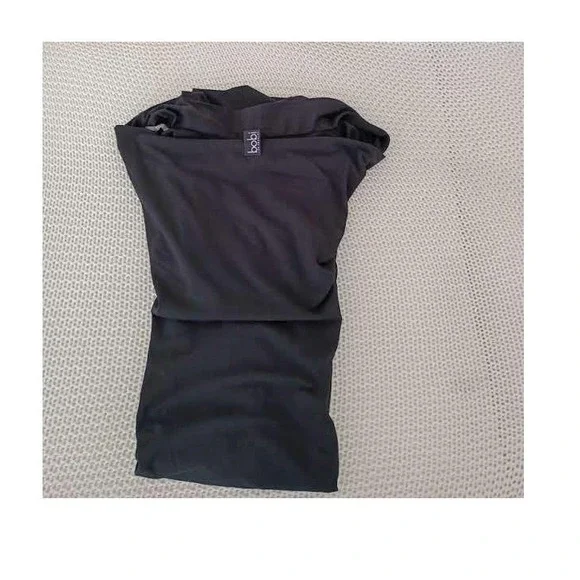 Bobi Los Angeles Black Cowl Neck Ruched Long Sleeve Mini Dress Small-Cotton Blnd - Picture 10 of 10